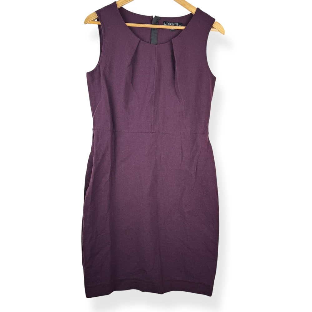 Lafayette 148 Wool Sheath Dress Womens Size 8 Sleeveless Office Business Work